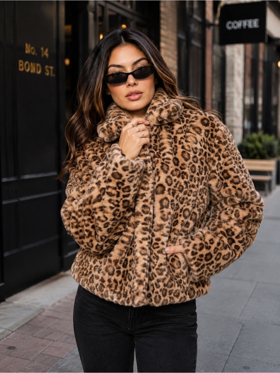 Victoria's Secret Jackets & Blazers - Victoria’s Secret Pink Leopard Faux Fur Jacket Cropped Boxy Coat